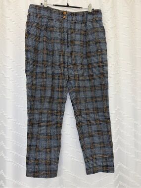 Veronica Beard Blue and Brown Plaid Dress Pants